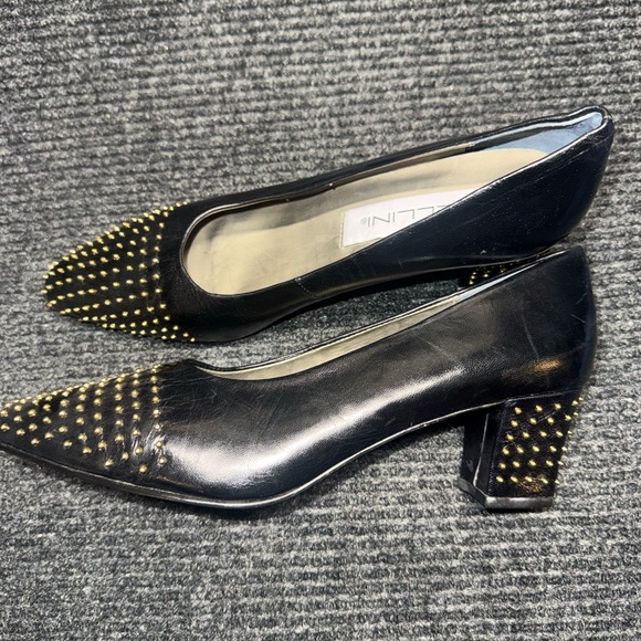 Bellini Black and Gold Studded Flats - Picture 2 of 6